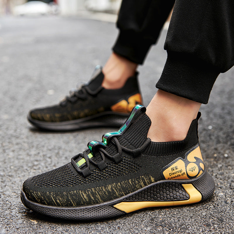 INS Hip Hop Spring Summer Fashion Fly Weave Sneakers Lighted Breathable Men Casual Shoes Jogging Tenis Sneaker Rhonda M-1