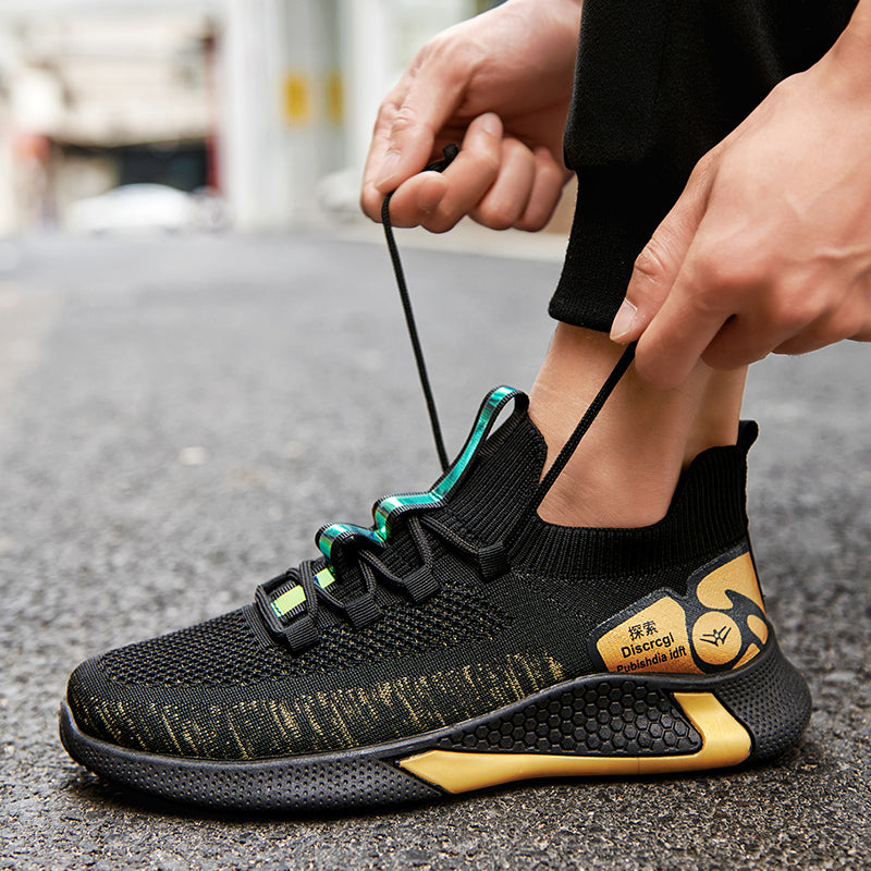 INS Hip Hop Spring Summer Fashion Fly Weave Sneakers Lighted Breathable Men Casual Shoes Jogging Tenis Sneaker Rhonda M-1