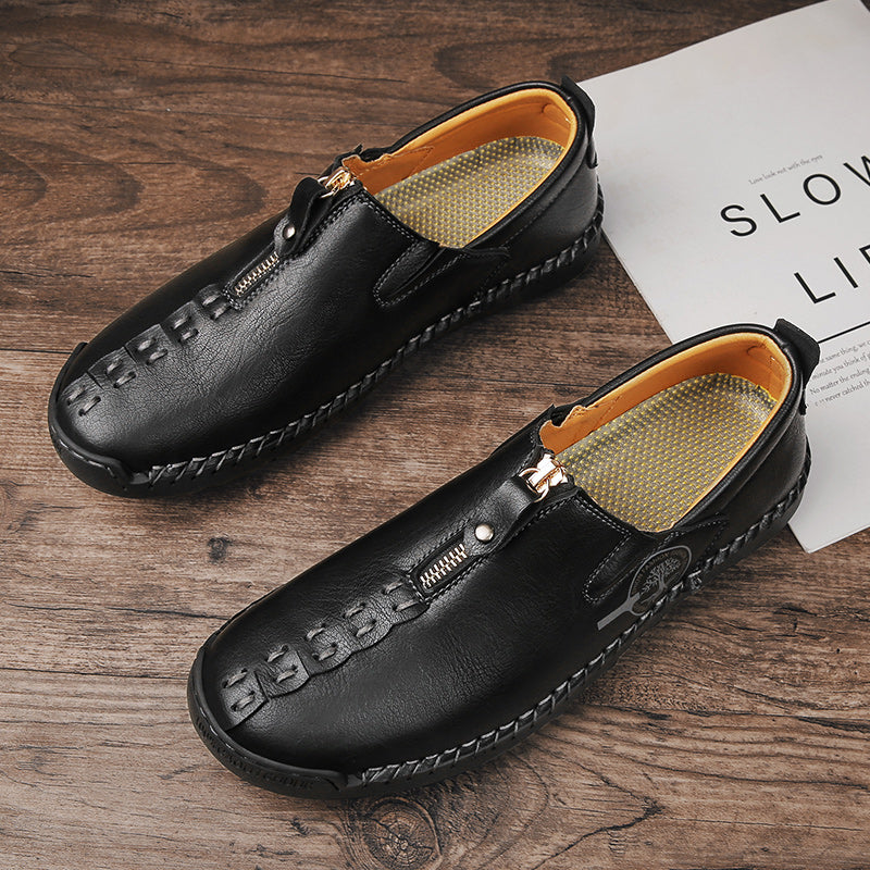 Mens Shoes Casual Luxury Brand Summer Men Loafers Genuine Leather Flats Men Moccasins Light Breathable Slip on Boat Shoes Sago 9928