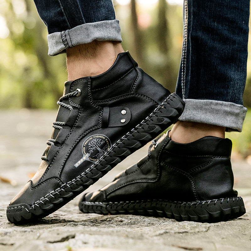 CINDE 817 Hand Stitching wolverine Mens vintage Stylish Lace comfort soft Microfiber Leather Casual Ankle Boots