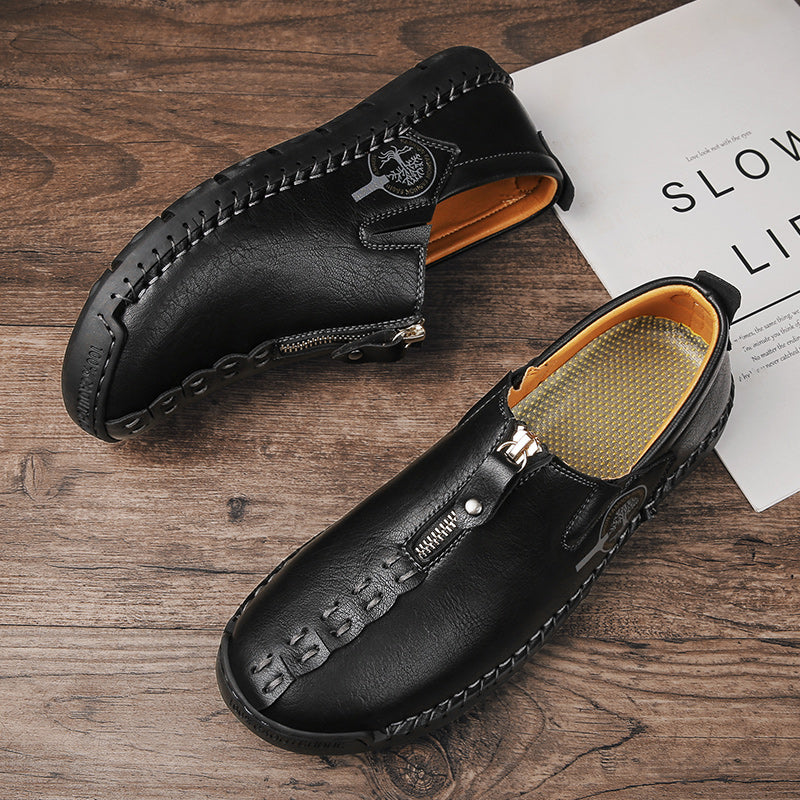 Mens Shoes Casual Luxury Brand Summer Men Loafers Genuine Leather Flats Men Moccasins Light Breathable Slip on Boat Shoes Sago 9928