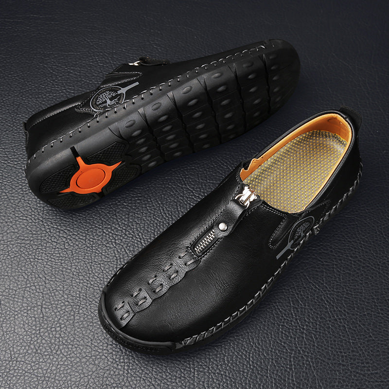 Mens Shoes Casual Luxury Brand Summer Men Loafers Genuine Leather Flats Men Moccasins Light Breathable Slip on Boat Shoes Sago 9928