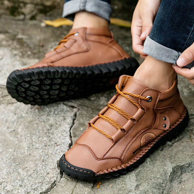 CINDE 817 Hand Stitching wolverine Mens vintage Stylish Lace comfort soft Microfiber Leather Casual Ankle Boots