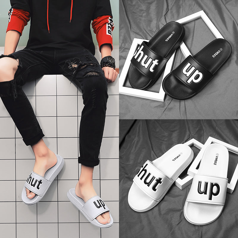 SHUT UP Slippers Casual Bathroom Bathing Sandals Indoor Outdoor Soft Sole Flip Flop Тапочки Повседневные сандалии для купания в помещении На открытом воздухе Вьетнамки с мягкой подошвой