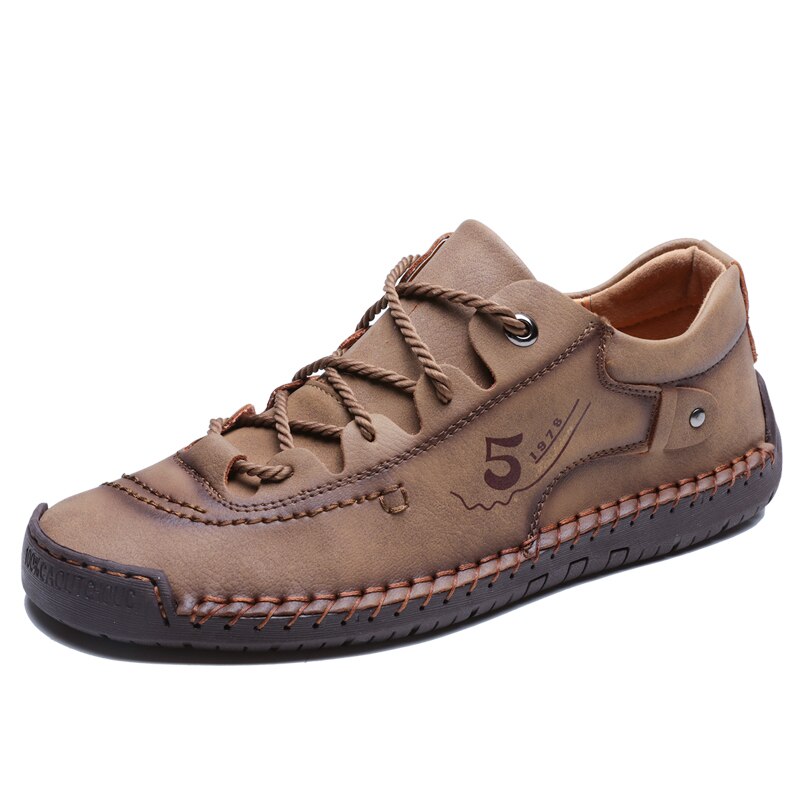 9931 Men Casual Shoes Loafers Comfortable Men's Shoes Quality Split Leather Flat Moccasins Hand Stitching