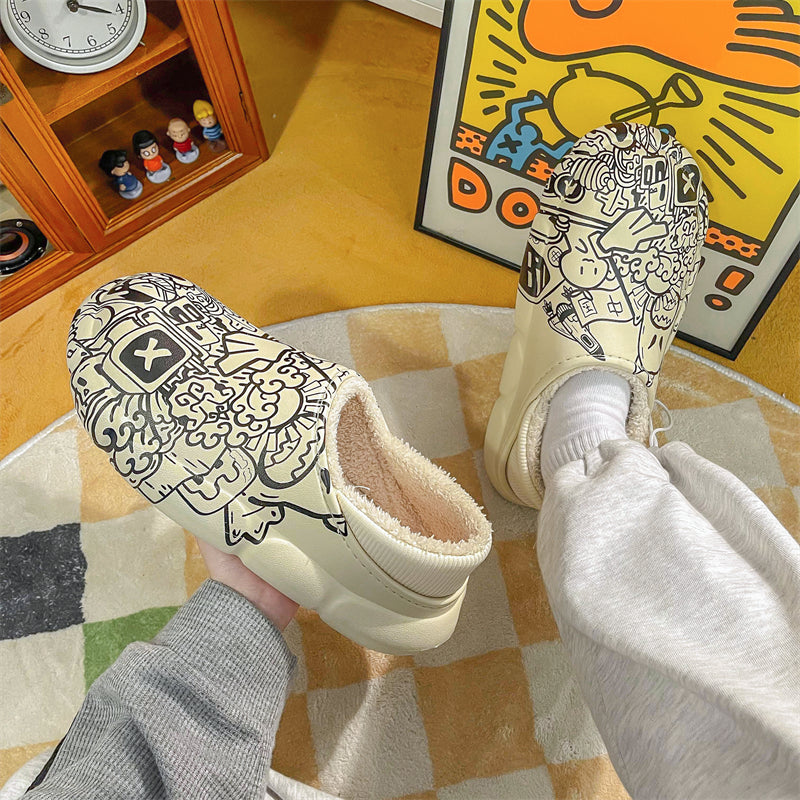 MAX0215-1 Fashion Fluffy Slippers Winter Warm Home Indoor Shoes Soft Cute Cartoon Модные тапочки, теплая домашняя обувь, мягкий милый мультяшный