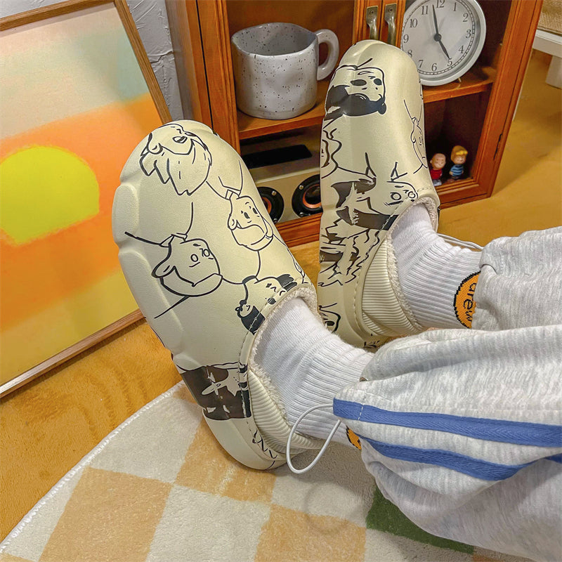 MAX0215-1 Fashion Fluffy Slippers Winter Warm Home Indoor Shoes Soft Cute Cartoon Модные тапочки, теплая домашняя обувь, мягкий милый мультяшный