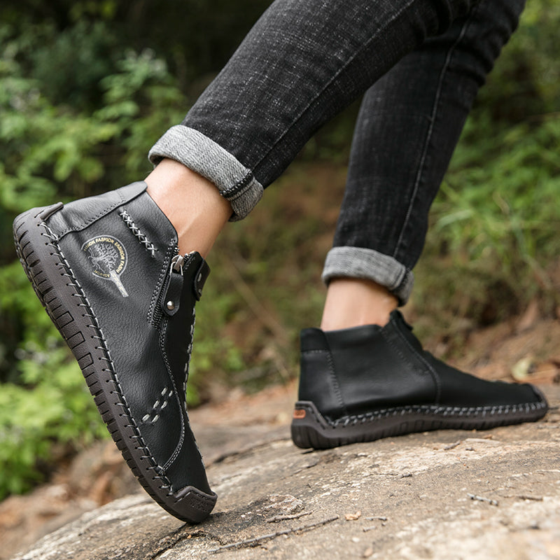 Hand Stitching wolverine Mens vintage Stylish Side Zipper comfort soft Microfiber Leather Casual Ankle Boots David 818