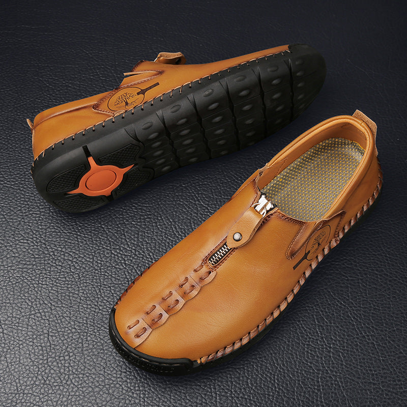 Mens Shoes Casual Luxury Brand Summer Men Loafers Genuine Leather Flats Men Moccasins Light Breathable Slip on Boat Shoes Sago 9928