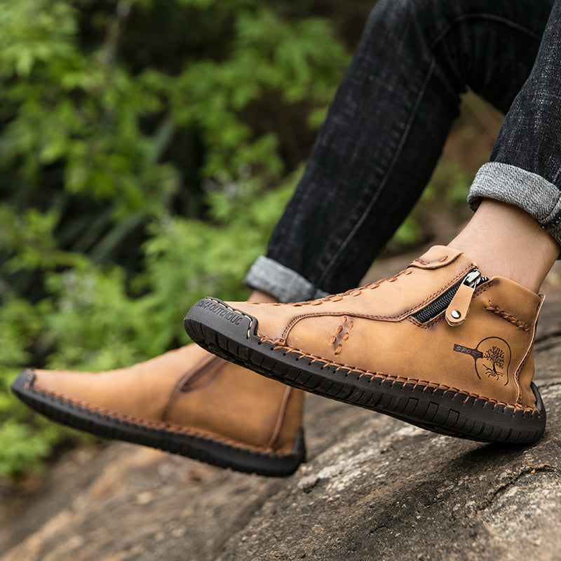 Hand Stitching wolverine Mens vintage Stylish Side Zipper comfort soft Microfiber Leather Casual Ankle Boots David 818