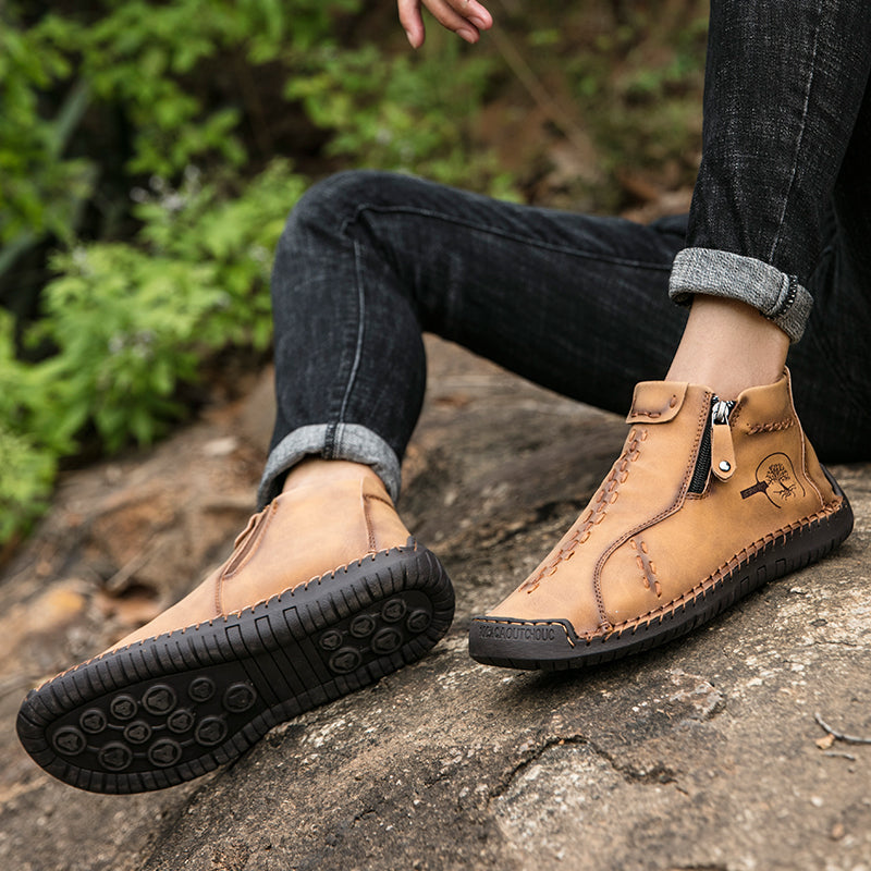 Hand Stitching wolverine Mens vintage Stylish Side Zipper comfort soft Microfiber Leather Casual Ankle Boots David 818