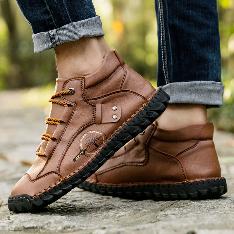 CINDE 817 Hand Stitching wolverine Mens vintage Stylish Lace comfort soft Microfiber Leather Casual Ankle Boots