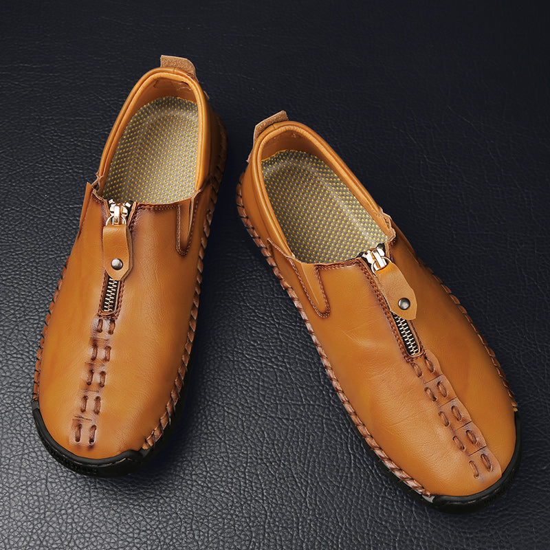 Mens Shoes Casual Luxury Brand Summer Men Loafers Genuine Leather Flats Men Moccasins Light Breathable Slip on Boat Shoes Sago 9928