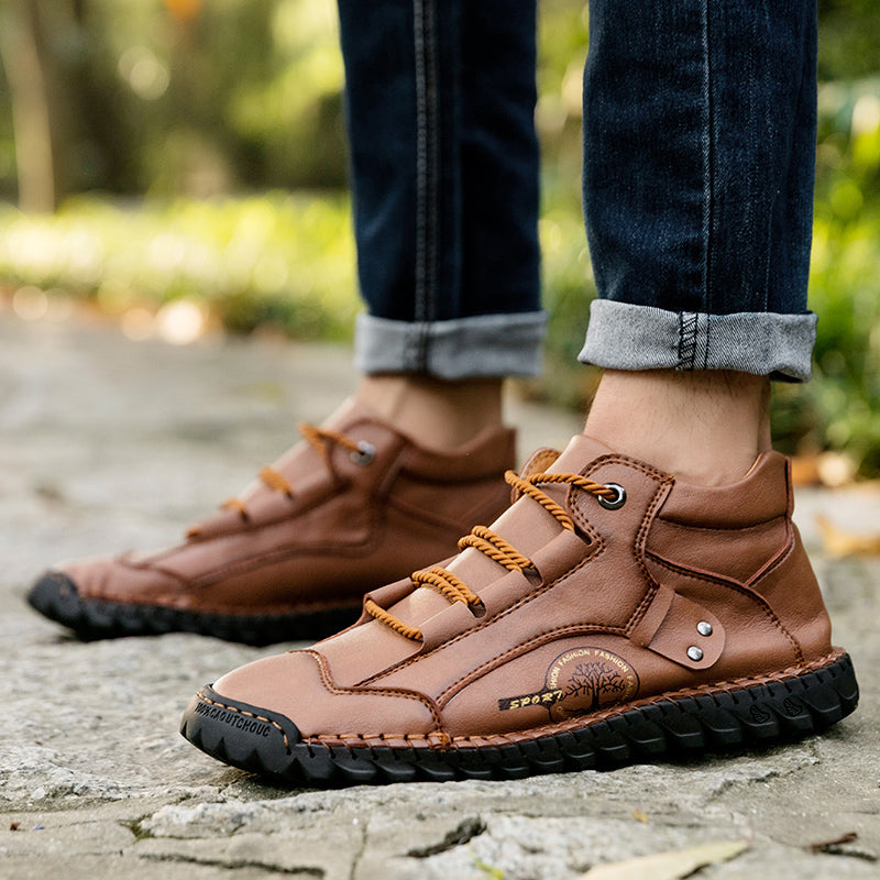 CINDE 817 Hand Stitching wolverine Mens vintage Stylish Lace comfort soft Microfiber Leather Casual Ankle Boots