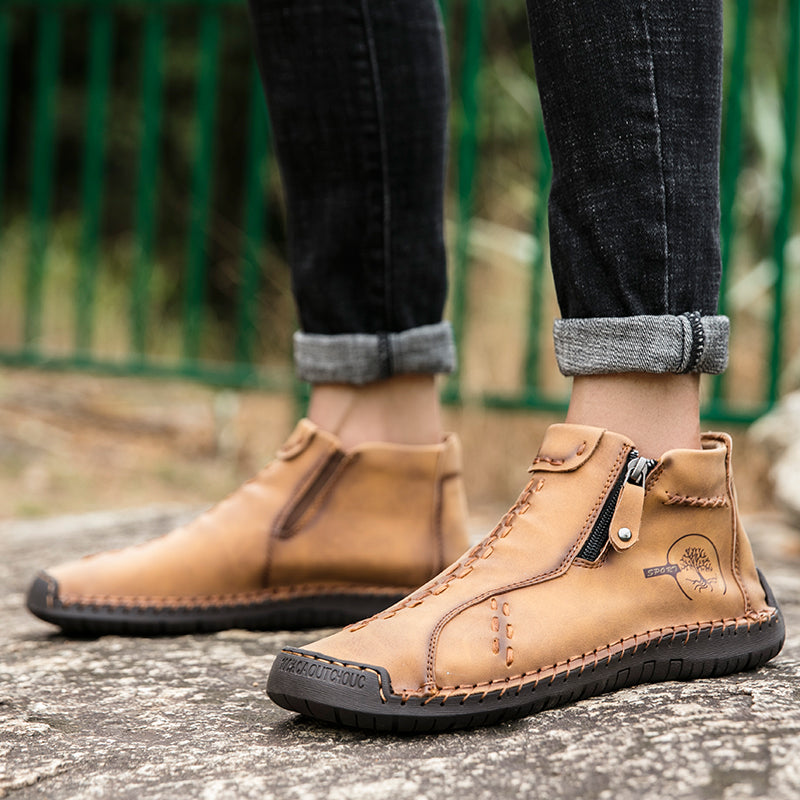 Hand Stitching wolverine Mens vintage Stylish Side Zipper comfort soft Microfiber Leather Casual Ankle Boots David 818