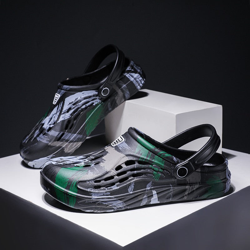 L9099 Men summer Sandals Beach Flat Camouflage Slip-On Outdoor Light Casual Slippers Мужские летние сандалии Пляжные плоские камуфляжные слипоны Легкие повседневные тапочки на открытом воздухе
