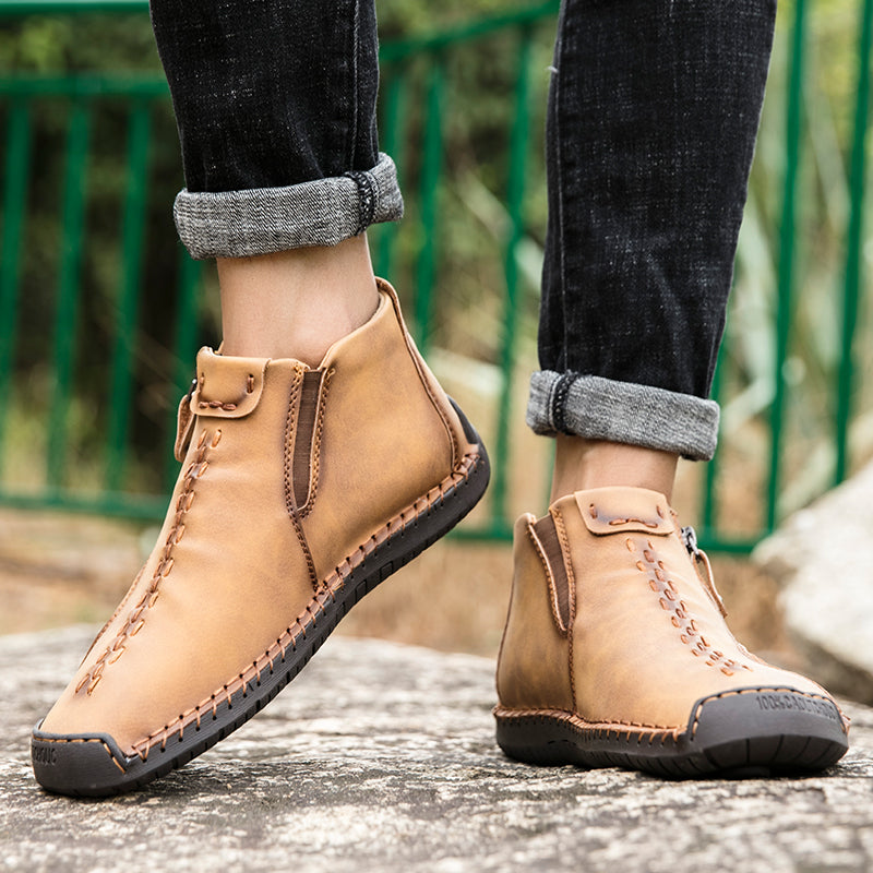 Hand Stitching wolverine Mens vintage Stylish Side Zipper comfort soft Microfiber Leather Casual Ankle Boots David 818