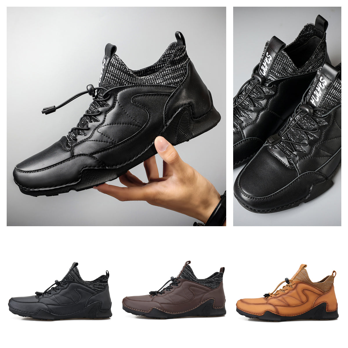 New Winter Men Boots Luxury Brand Leather High Top Shoes Fashion Handmade Casual Ankle Boots For Men Botas Hombre Big Size Waller 3011