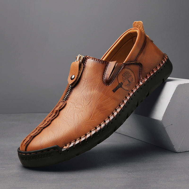 Mens Shoes Casual Luxury Brand Summer Men Loafers Genuine Leather Flats Men Moccasins Light Breathable Slip on Boat Shoes Sago 9928