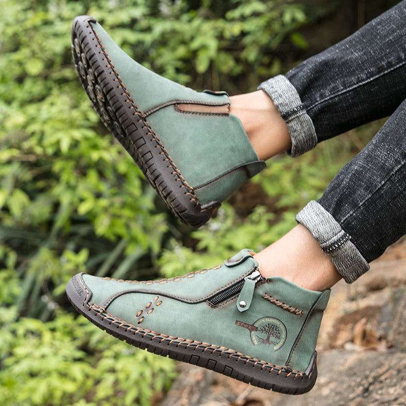 Hand Stitching wolverine Mens vintage Stylish Side Zipper comfort soft Microfiber Leather Casual Ankle Boots David 818