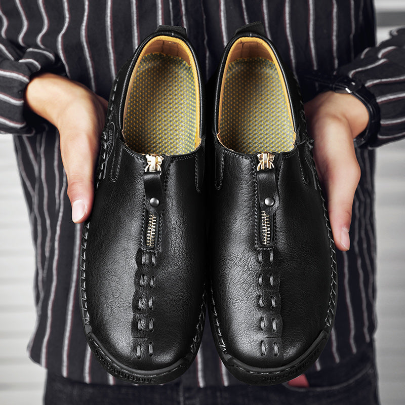 Mens Shoes Casual Luxury Brand Summer Men Loafers Genuine Leather Flats Men Moccasins Light Breathable Slip on Boat Shoes Sago 9928