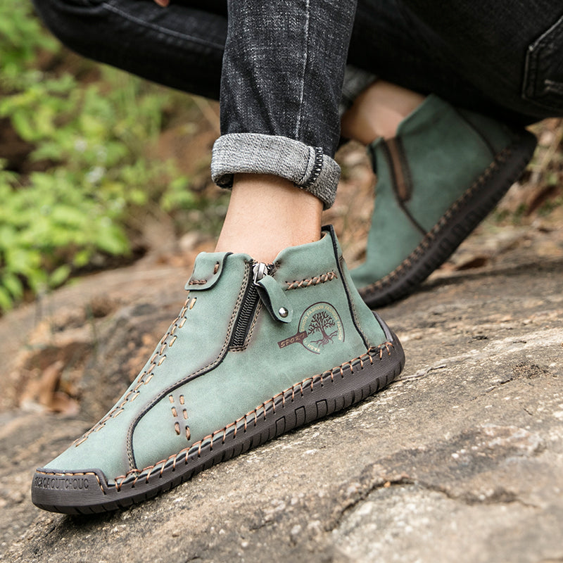 Hand Stitching wolverine Mens vintage Stylish Side Zipper comfort soft Microfiber Leather Casual Ankle Boots David 818