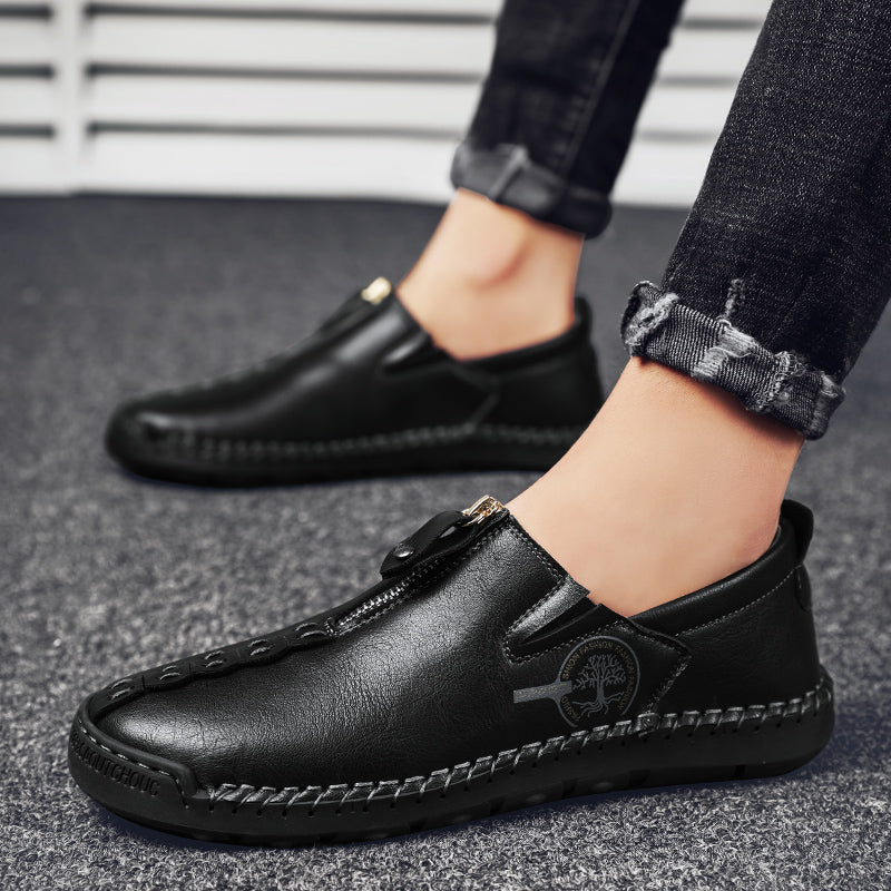 Mens Shoes Casual Luxury Brand Summer Men Loafers Genuine Leather Flats Men Moccasins Light Breathable Slip on Boat Shoes Sago 9928