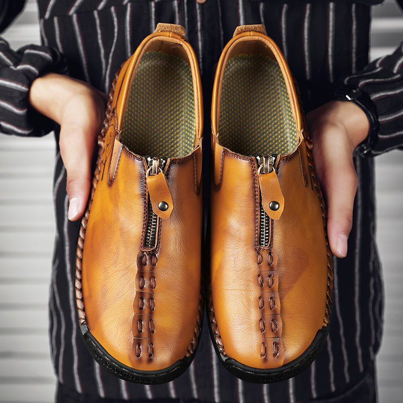Mens Shoes Casual Luxury Brand Summer Men Loafers Genuine Leather Flats Men Moccasins Light Breathable Slip on Boat Shoes Sago 9928
