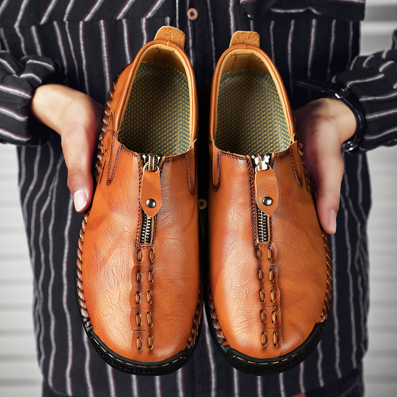 Mens Shoes Casual Luxury Brand Summer Men Loafers Genuine Leather Flats Men Moccasins Light Breathable Slip on Boat Shoes Sago 9928