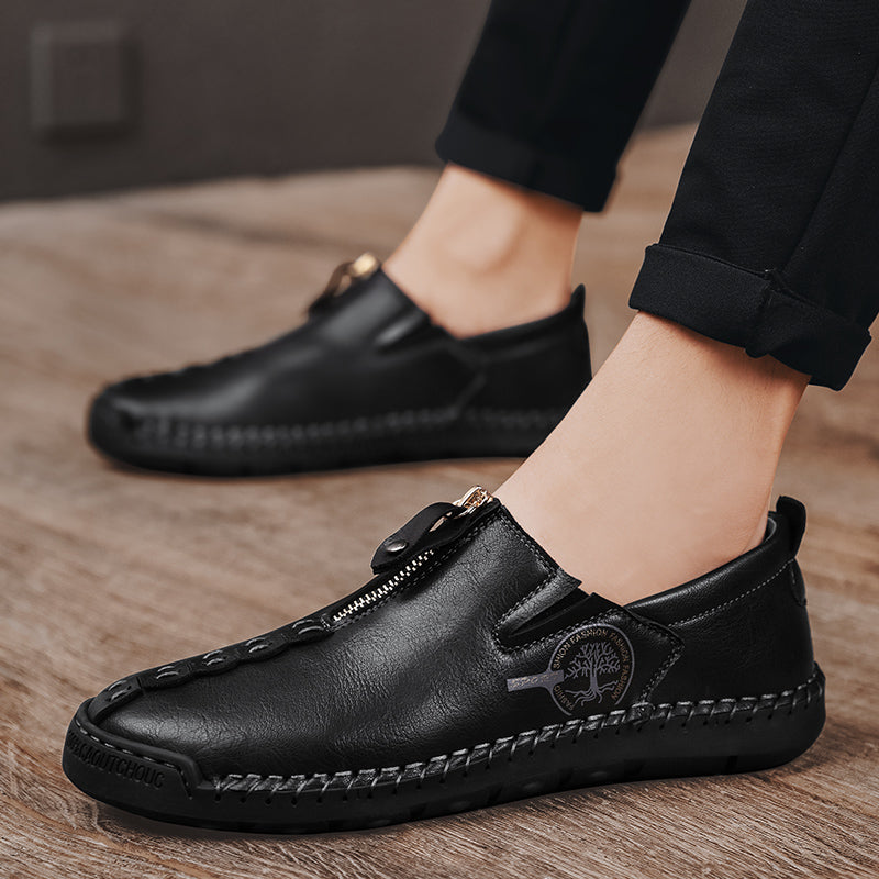 Mens Shoes Casual Luxury Brand Summer Men Loafers Genuine Leather Flats Men Moccasins Light Breathable Slip on Boat Shoes Sago 9928
