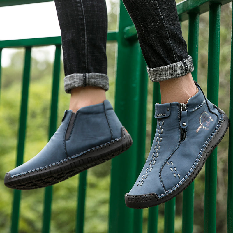 Hand Stitching wolverine Mens vintage Stylish Side Zipper comfort soft Microfiber Leather Casual Ankle Boots David 818