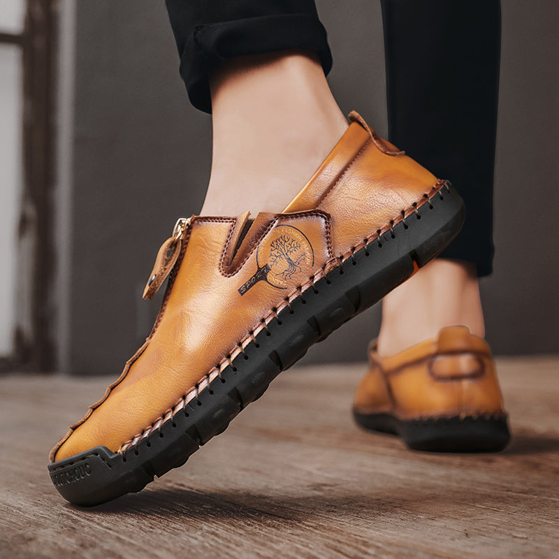 Mens Shoes Casual Luxury Brand Summer Men Loafers Genuine Leather Flats Men Moccasins Light Breathable Slip on Boat Shoes Sago 9928