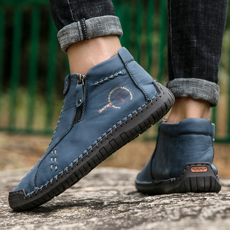Hand Stitching wolverine Mens vintage Stylish Side Zipper comfort soft Microfiber Leather Casual Ankle Boots David 818