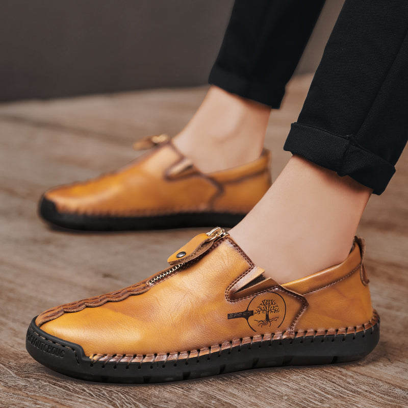 Mens Shoes Casual Luxury Brand Summer Men Loafers Genuine Leather Flats Men Moccasins Light Breathable Slip on Boat Shoes Sago 9928