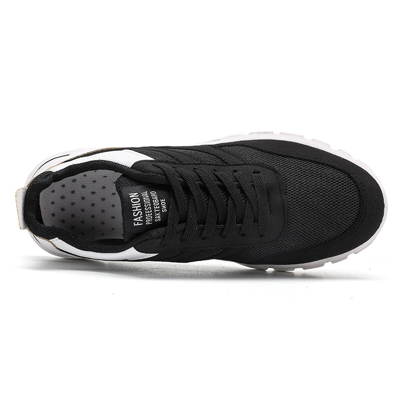Shoes For Men Patchwork Black White Mesh Breathable Lightweight Lace Up Outdoor Sport Running Walking Male Trainers Tennis Rhonda J026