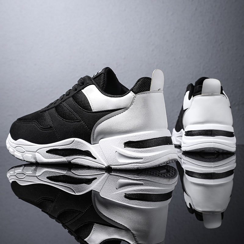 Shoes For Men Patchwork Black White Mesh Breathable Lightweight Lace Up Outdoor Sport Running Walking Male Trainers Tennis Rhonda J026