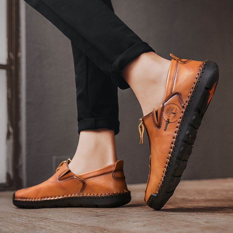 Mens Shoes Casual Luxury Brand Summer Men Loafers Genuine Leather Flats Men Moccasins Light Breathable Slip on Boat Shoes Sago 9928