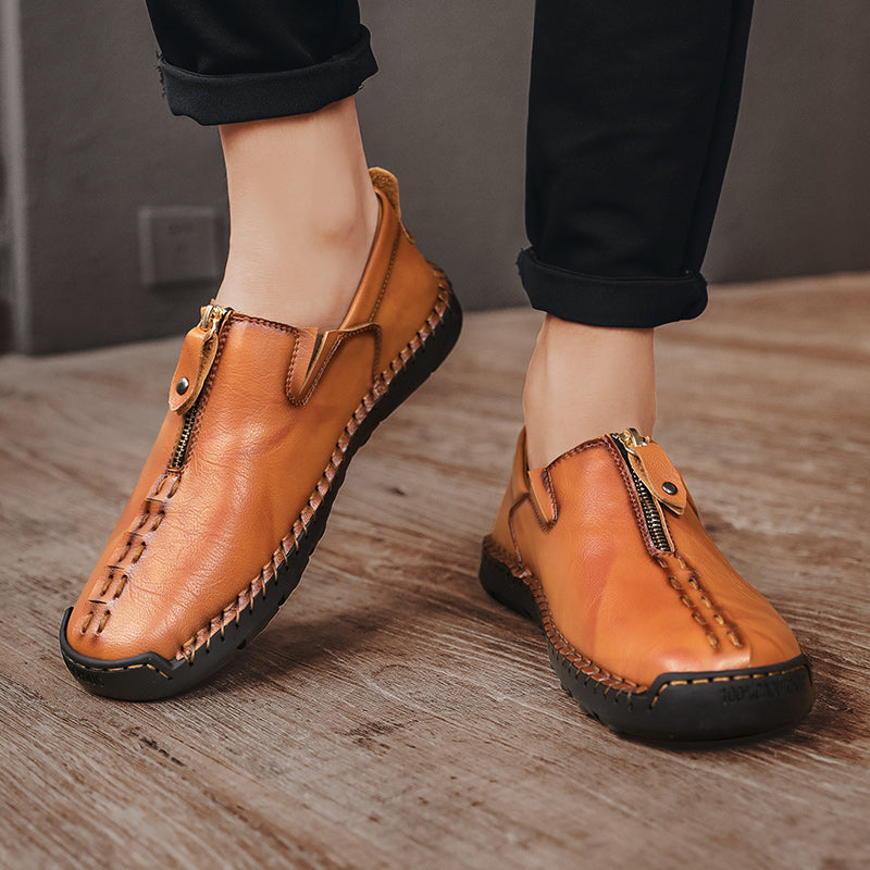 Mens Shoes Casual Luxury Brand Summer Men Loafers Genuine Leather Flats Men Moccasins Light Breathable Slip on Boat Shoes Sago 9928