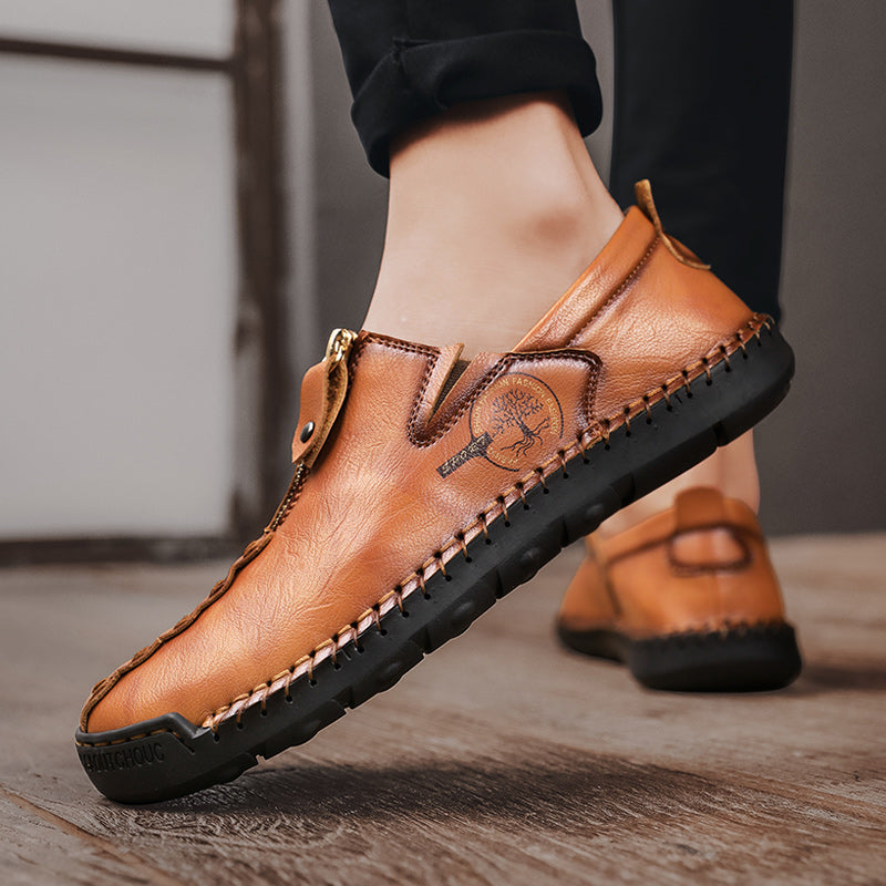 Mens Shoes Casual Luxury Brand Summer Men Loafers Genuine Leather Flats Men Moccasins Light Breathable Slip on Boat Shoes Sago 9928