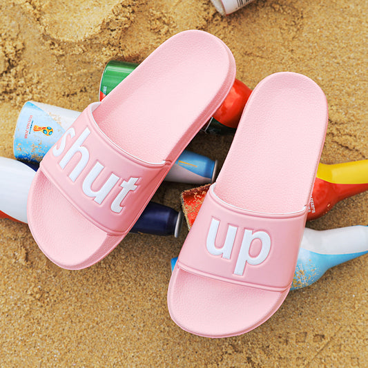 SHUT UP Slippers Casual Bathroom Bathing Sandals Indoor Outdoor Soft Sole Flip Flop Тапочки Повседневные сандалии для купания в помещении На открытом воздухе Вьетнамки с мягкой подошвой