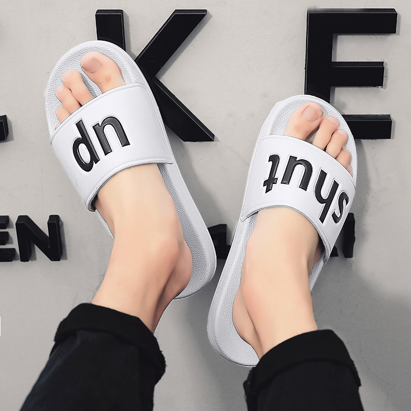 SHUT UP Slippers Casual Bathroom Bathing Sandals Indoor Outdoor Soft Sole Flip Flop Тапочки Повседневные сандалии для купания в помещении На открытом воздухе Вьетнамки с мягкой подошвой