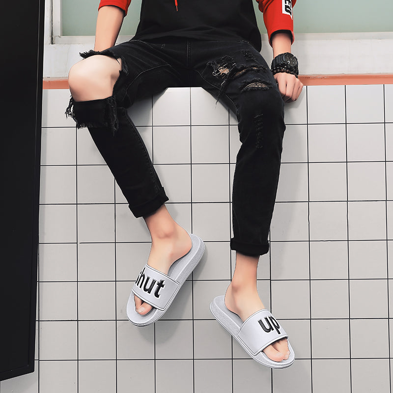 SHUT UP Slippers Casual Bathroom Bathing Sandals Indoor Outdoor Soft Sole Flip Flop Тапочки Повседневные сандалии для купания в помещении На открытом воздухе Вьетнамки с мягкой подошвой