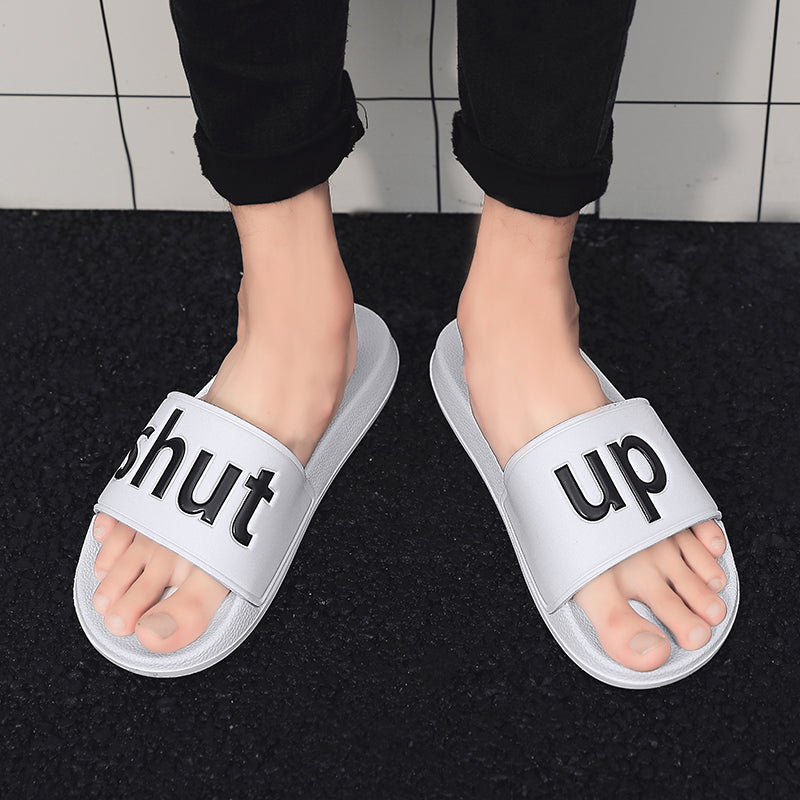 SHUT UP Slippers Casual Bathroom Bathing Sandals Indoor Outdoor Soft Sole Flip Flop Тапочки Повседневные сандалии для купания в помещении На открытом воздухе Вьетнамки с мягкой подошвой