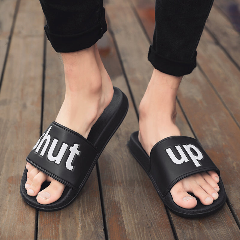 SHUT UP Slippers Casual Bathroom Bathing Sandals Indoor Outdoor Soft Sole Flip Flop Тапочки Повседневные сандалии для купания в помещении На открытом воздухе Вьетнамки с мягкой подошвой