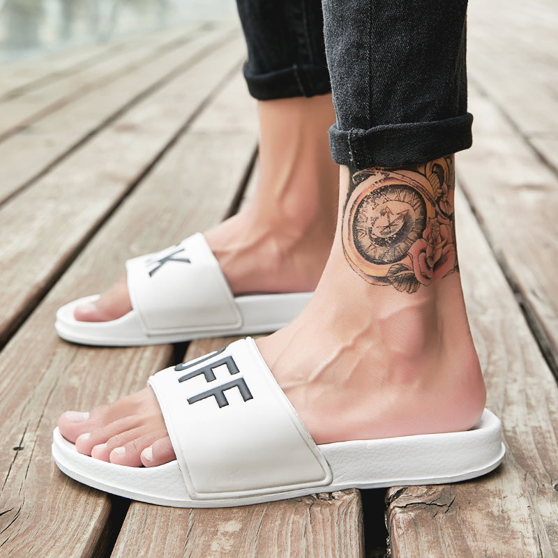F*CK OFF Slippers Casual Bathroom Bathing Sandals Indoor Outdoor Soft Sole Flip Flop Тапочки Повседневные сандалии для купания в помещении На открытом воздухе Вьетнамки с мягкой подошвой