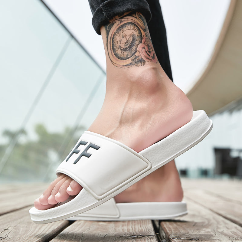 F*CK OFF Slippers Casual Bathroom Bathing Sandals Indoor Outdoor Soft Sole Flip Flop Тапочки Повседневные сандалии для купания в помещении На открытом воздухе Вьетнамки с мягкой подошвой