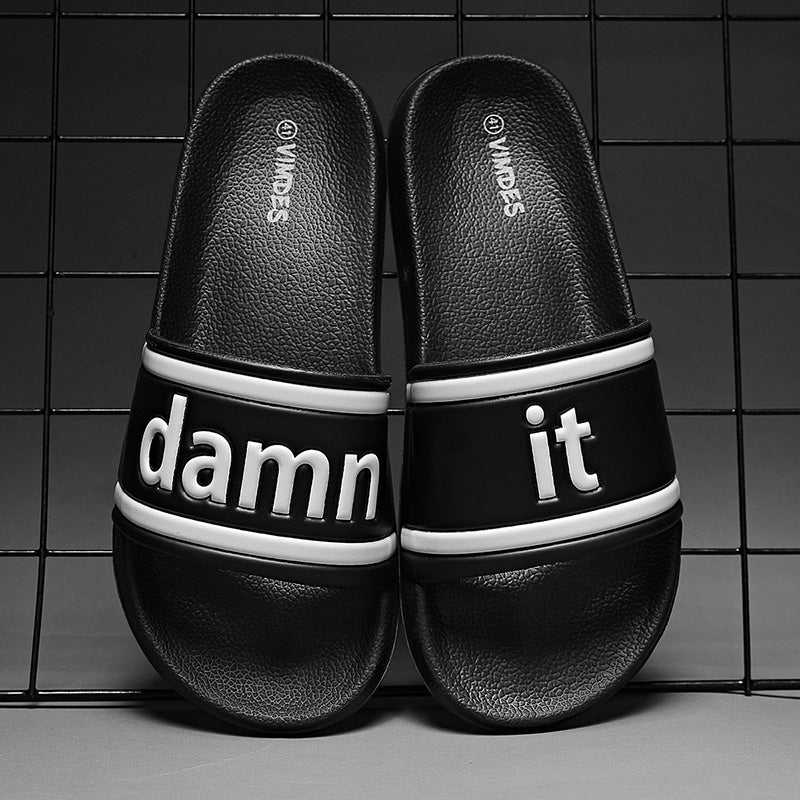 DAMN IT Slippers Casual Bathroom Bathing Sandals Indoor Outdoor Soft Sole Flip Flop Тапочки Повседневные сандалии для купания в помещении На открытом воздухе Вьетнамки с мягкой подошвой