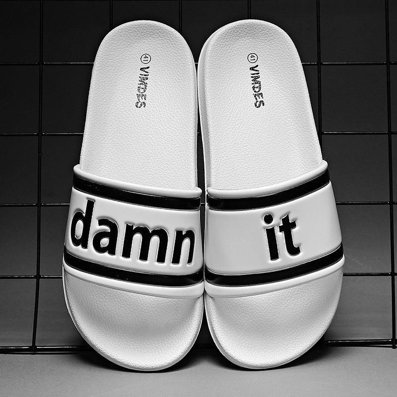DAMN IT Slippers Casual Bathroom Bathing Sandals Indoor Outdoor Soft Sole Flip Flop Тапочки Повседневные сандалии для купания в помещении На открытом воздухе Вьетнамки с мягкой подошвой