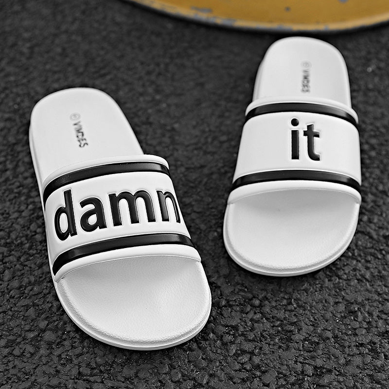 DAMN IT Slippers Casual Bathroom Bathing Sandals Indoor Outdoor Soft Sole Flip Flop Тапочки Повседневные сандалии для купания в помещении На открытом воздухе Вьетнамки с мягкой подошвой