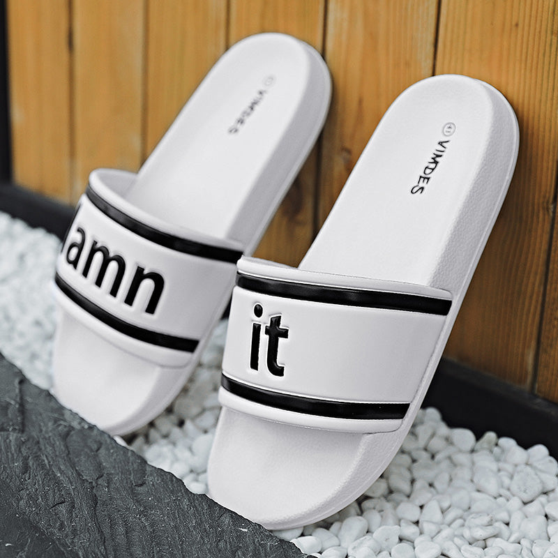 DAMN IT Slippers Casual Bathroom Bathing Sandals Indoor Outdoor Soft Sole Flip Flop Тапочки Повседневные сандалии для купания в помещении На открытом воздухе Вьетнамки с мягкой подошвой